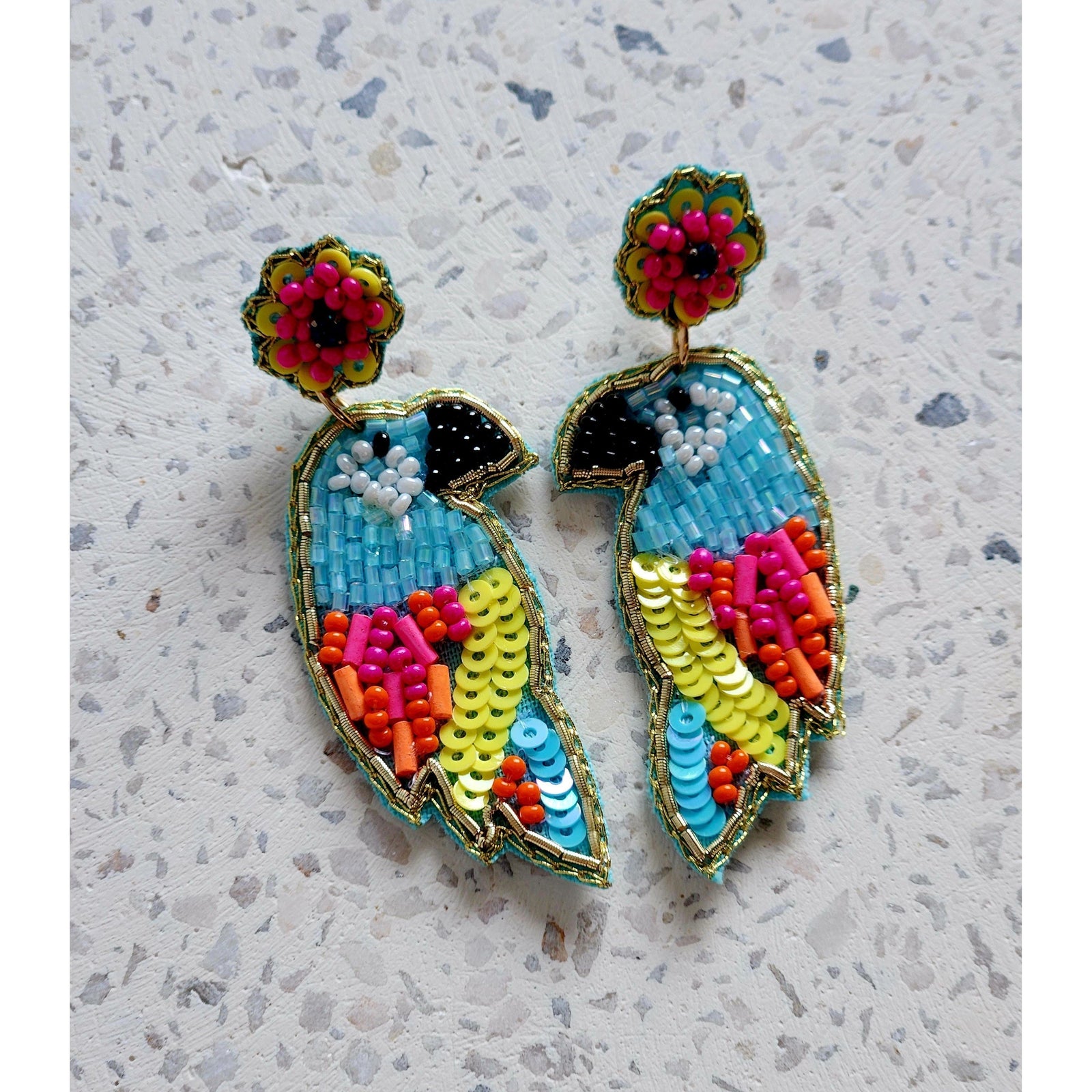 Beaded Earrings - Multi Colour Birds
