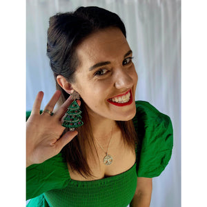 Beaded Christmas Tree Earrings